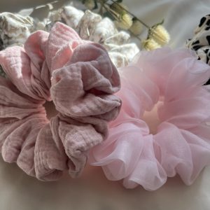 Light pink fluffy scrunchies